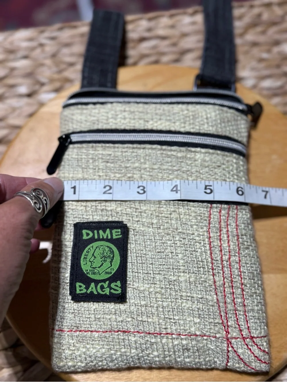 Small Crossbody Bag - Cream with Black Strap